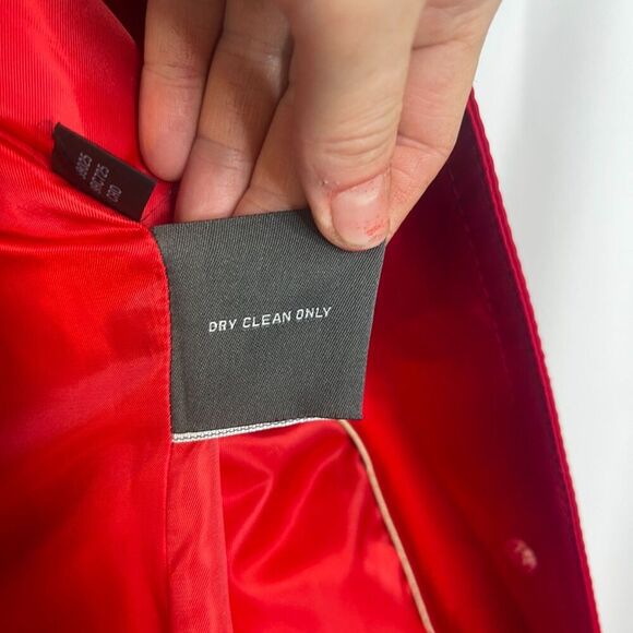 Kenneth Cole Reaction Bold Power Red Classic Timeless Belted Trench Coat Small - Picture 9 of 14